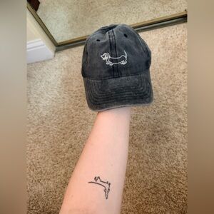 Embroidered Dachshund Baseball Cap in Washed Black